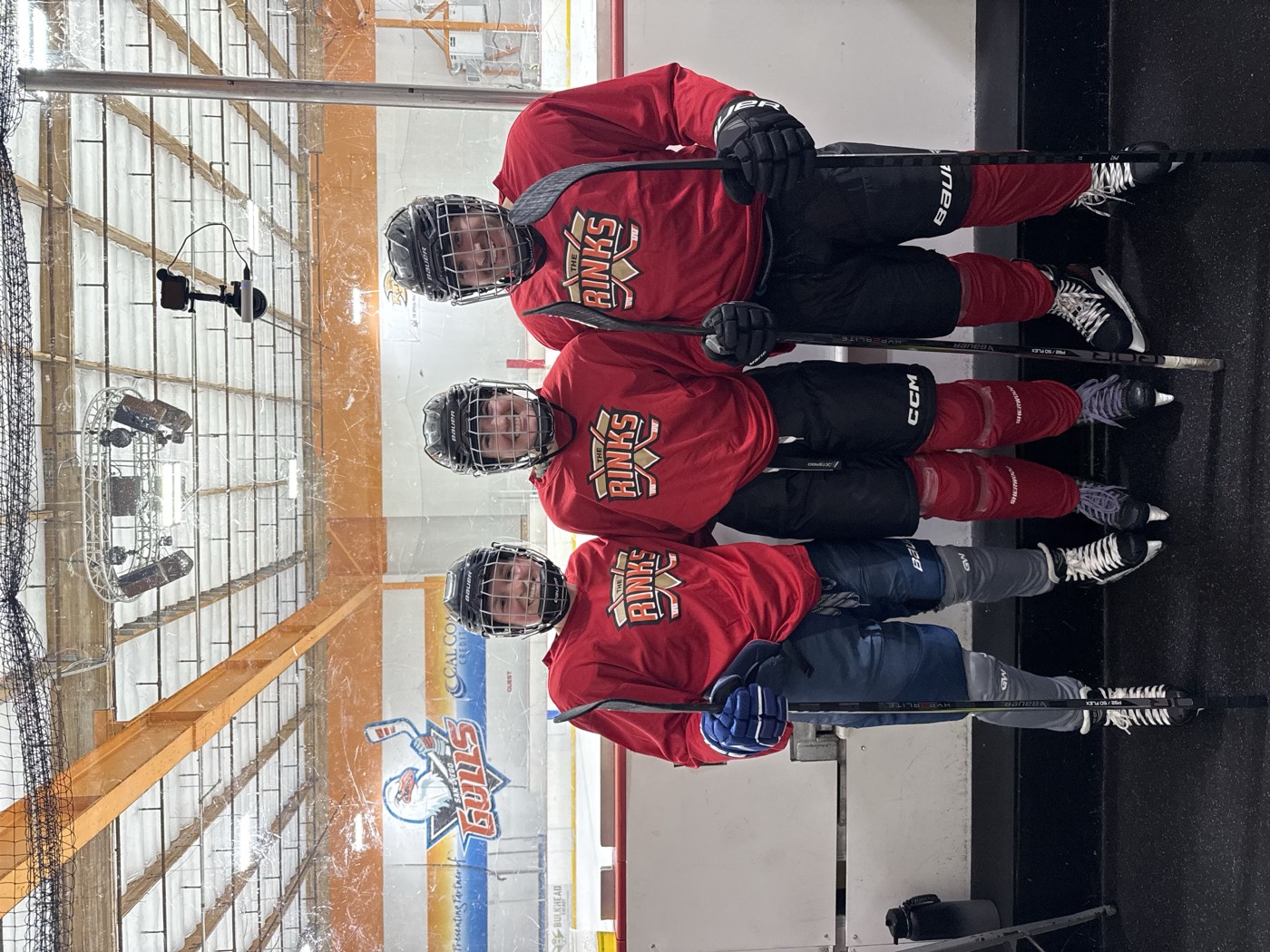 Playing ice hockey
